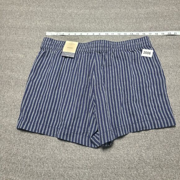 St John's Bay Womens Shorts Large Linen Blend Navy Stripe Beach Party Outdoor - Picture 7 of 9